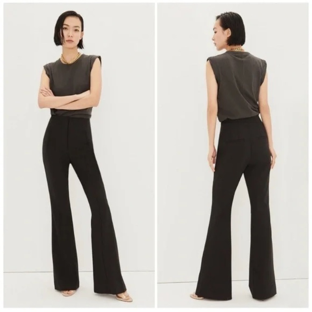 Veronica Beard Tindaya Black Flare Lined Pants Size 12
